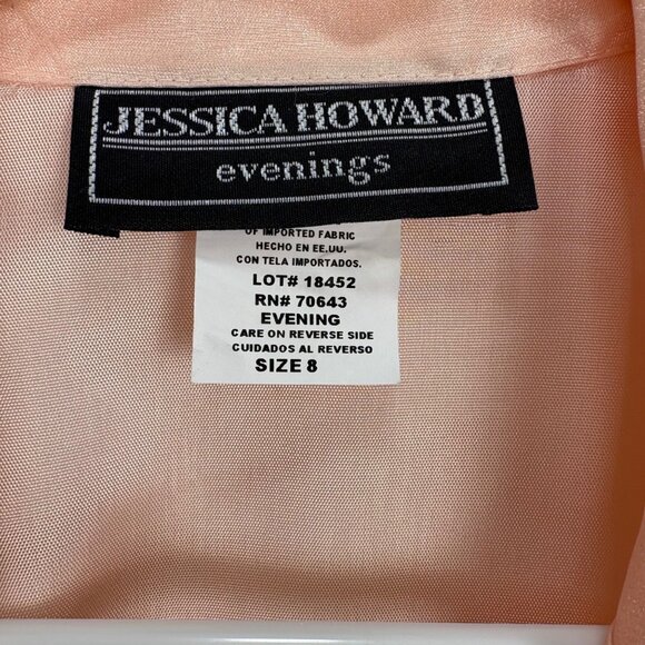 NEW Jessica Howard Blush Sheer Wrap Blouse Ribbon Tie Size 8 USA Vintage Evening - Picture 2 of 11
